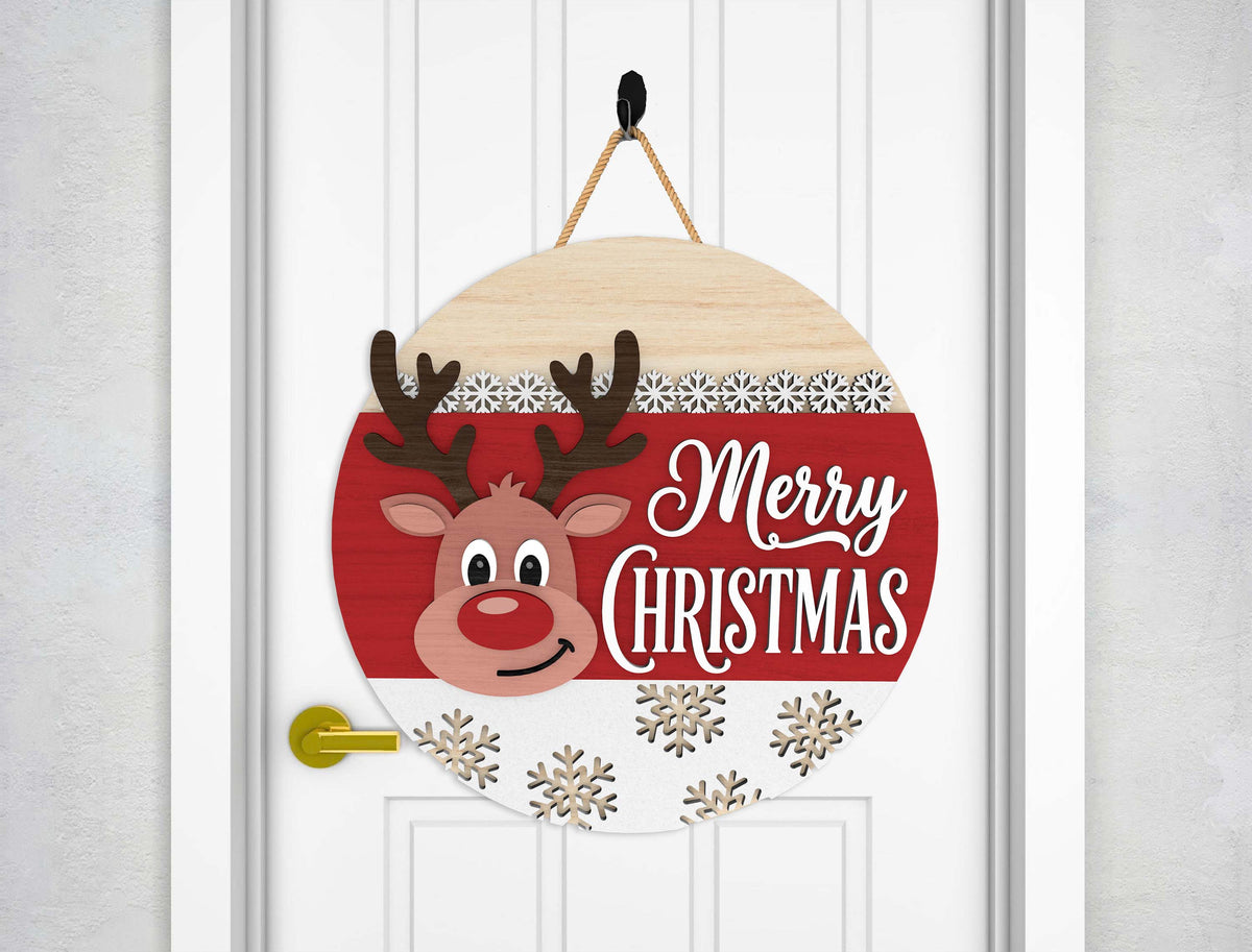 Christmas Door Hanger SVG Bundle Santa Reindeer Designs 5