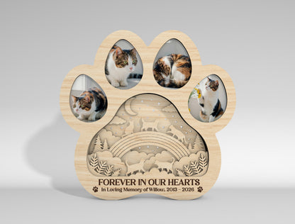 Pet Memorial Multilayer Photo Frame SVG Paw Decor Laser Cut File for Glowforge