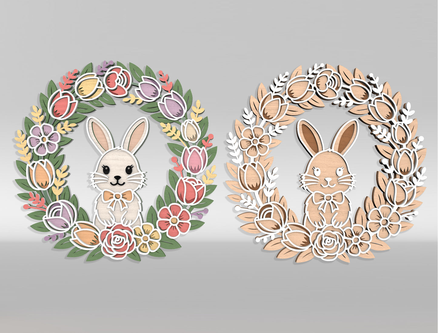 Bunny Floral Wreath Sign SVG Bundle 10 Easter Designs for LightBurn and xTool
