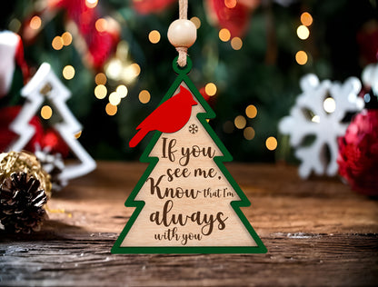 Cardinal Memorial Tree Ornament SVG for Glowforge and LightBurn