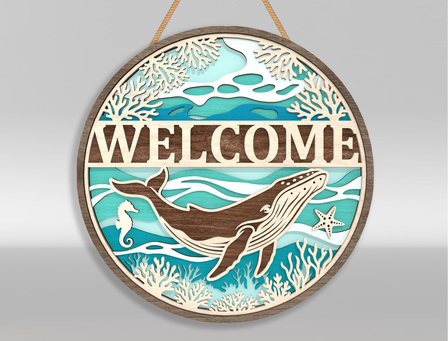 Ocean Welcome Door Hanger SVG Bundle for Glowforge and LightBurn