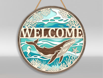 Ocean Welcome Door Hanger SVG Bundle for Glowforge and LightBurn