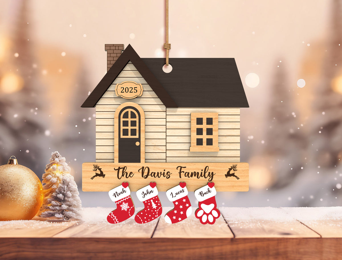 Personalized Family House Stocking Christmas Ornament SVG 4