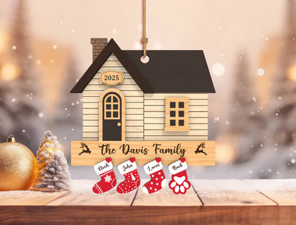 Personalized Family House Stocking Christmas Ornament SVG 4