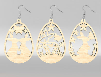 Easter Bunny Earring SVG Bundle Wooden Jewelry 15 Designs for LightBurn