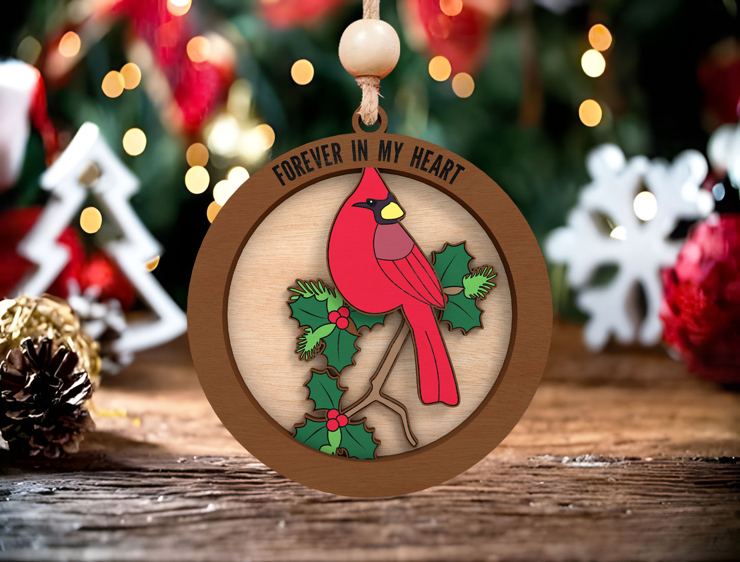 Cardinal Memorial Ornament SVG Bundle for Glowforge and LightBurn