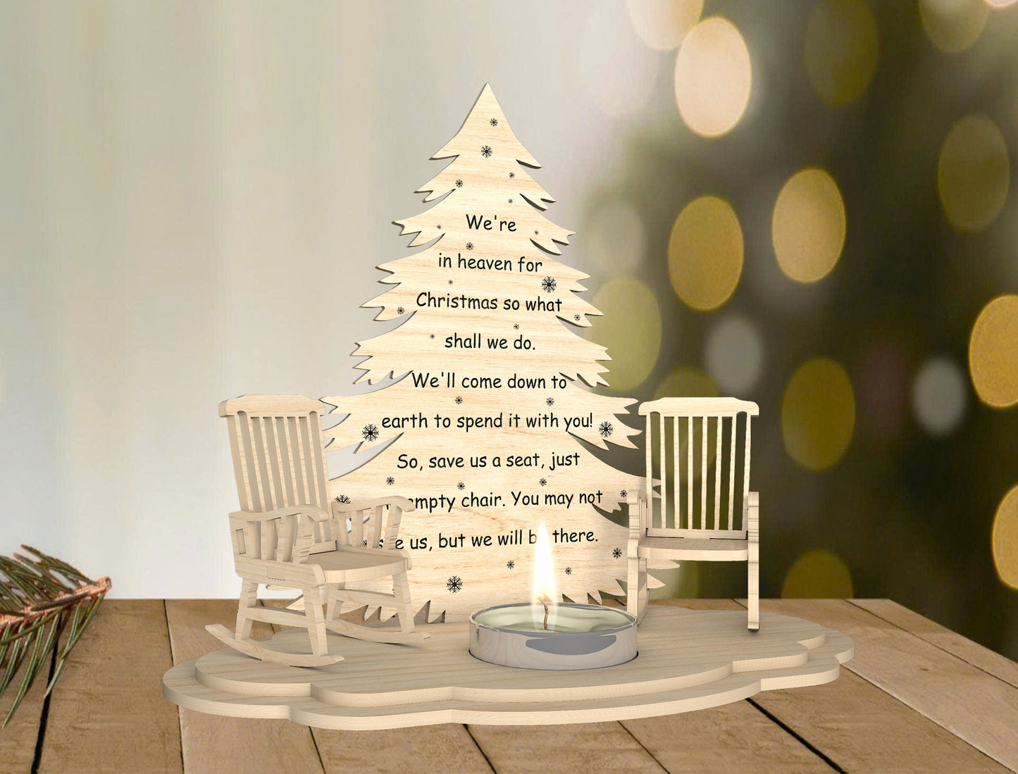 Christmas Memorial Tree Candle Holder SVG for Glowforge and LightBurn