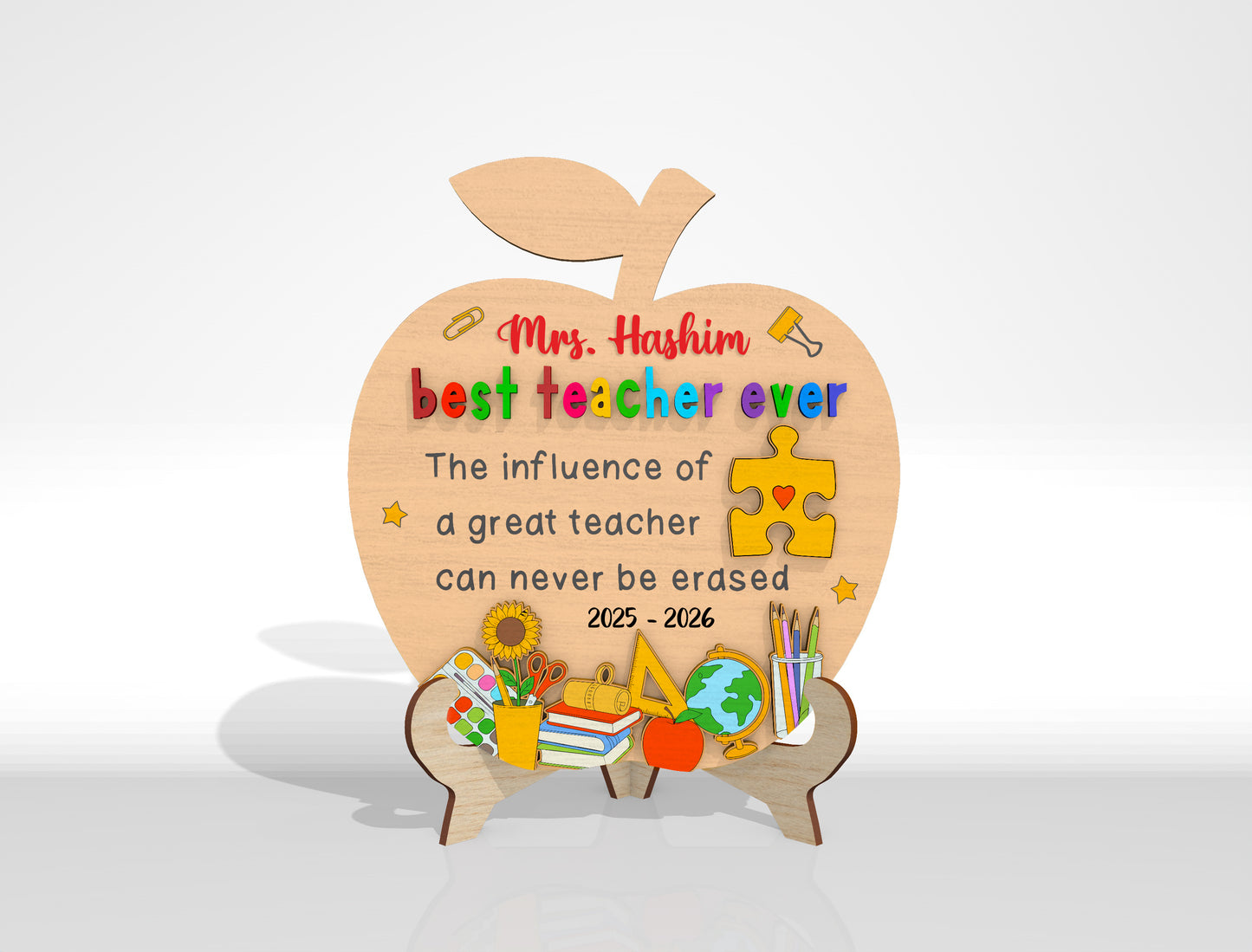 Personalized Teacher Appreciation Plaque SVG Bundle Laser Cut File for Glowforge and xTool