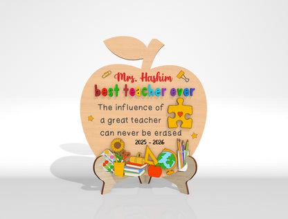 Personalized Teacher Appreciation Plaque SVG Bundle Laser Cut File for Glowforge and xTool