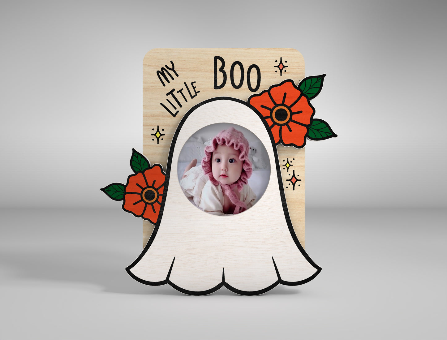 Halloween Ghost Fridge Magnet Photo Frame SVG for LightBurn xTool Glowforge 5 Designs