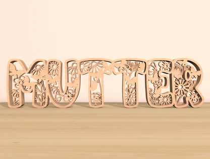 Mom Word Floral Laser Cut File Bundle | Mother Typography Decor | Floral Letter Cutouts | Glowforge, xTool, LightBurn, etc.