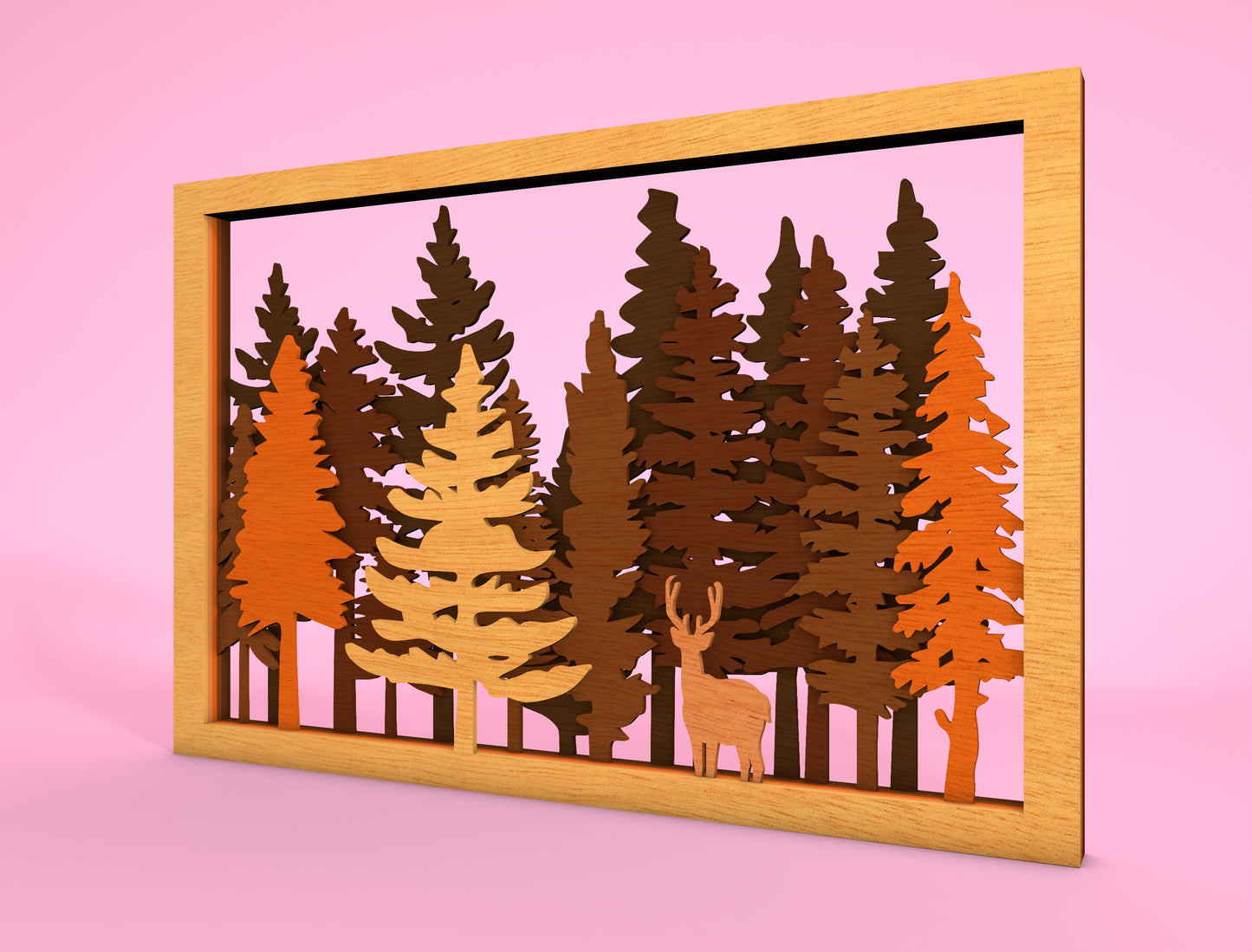 Deer Forest Multilayer SVG for Glowforge xTool Wall Art File