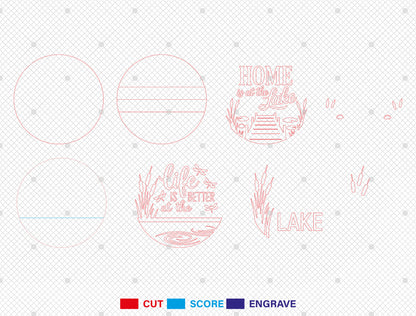 Lake House Door Hanger SVG Bundle for Glowforge and xTool