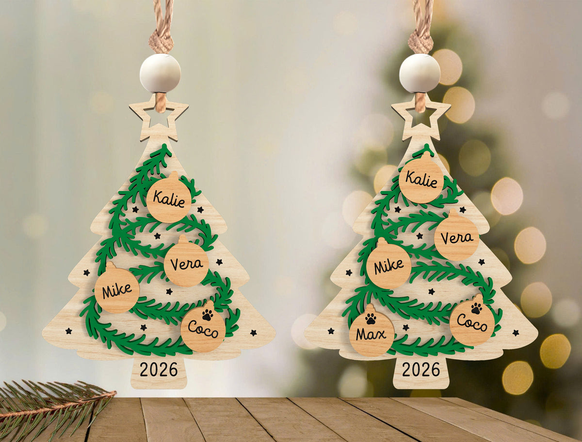 Personalized Family Christmas Tree Ornament SVG Bundle 3