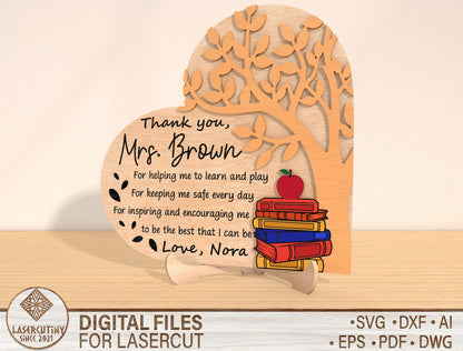 Personalized Teacher Thank You Tabletop Sign SVG for LightBurn and Glowforge