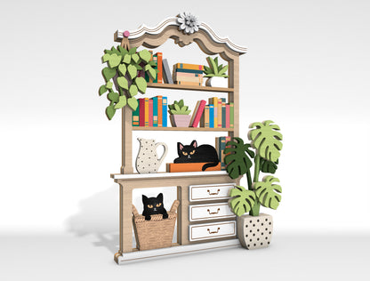 Cat Bookshelf SVG Multilayer Laser Cut File for Glowforge and LightBurn