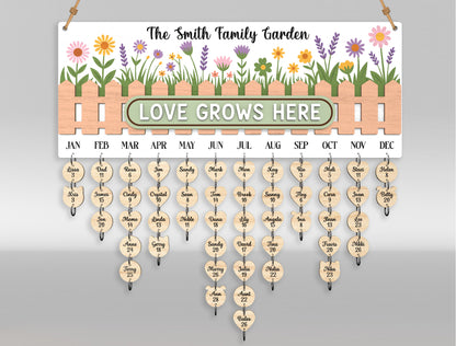 Personalized Family Name Sign SVG Hanging Heart Wall Decor Laser Cut File for LightBurn and xTool