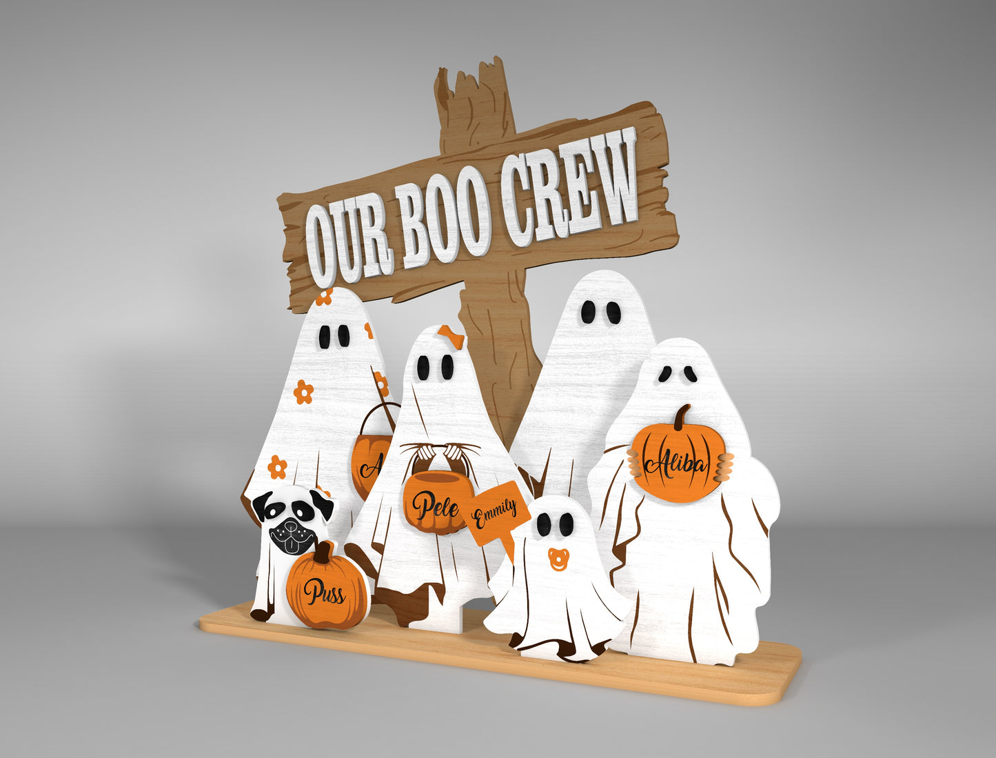 Personalized  Halloween Ghost Family Sign SVG Bundle Decor for Glowforge LightBurn