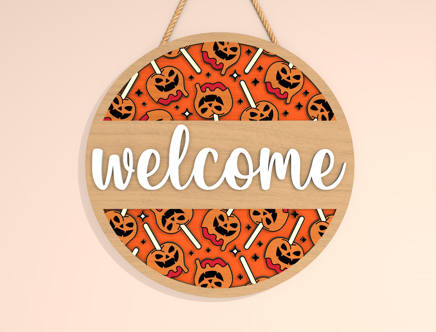 Halloween Welcome Door Hanger SVG Set for Glowforge xTool LightBurn