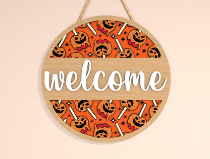 Halloween Welcome Door Hanger SVG Set for Glowforge xTool LightBurn