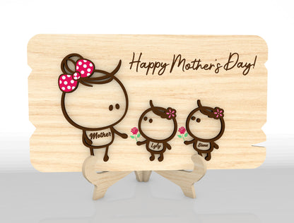 Cute Family Mom Sign SVG Bundle Cartoon for xTool and LightBurn