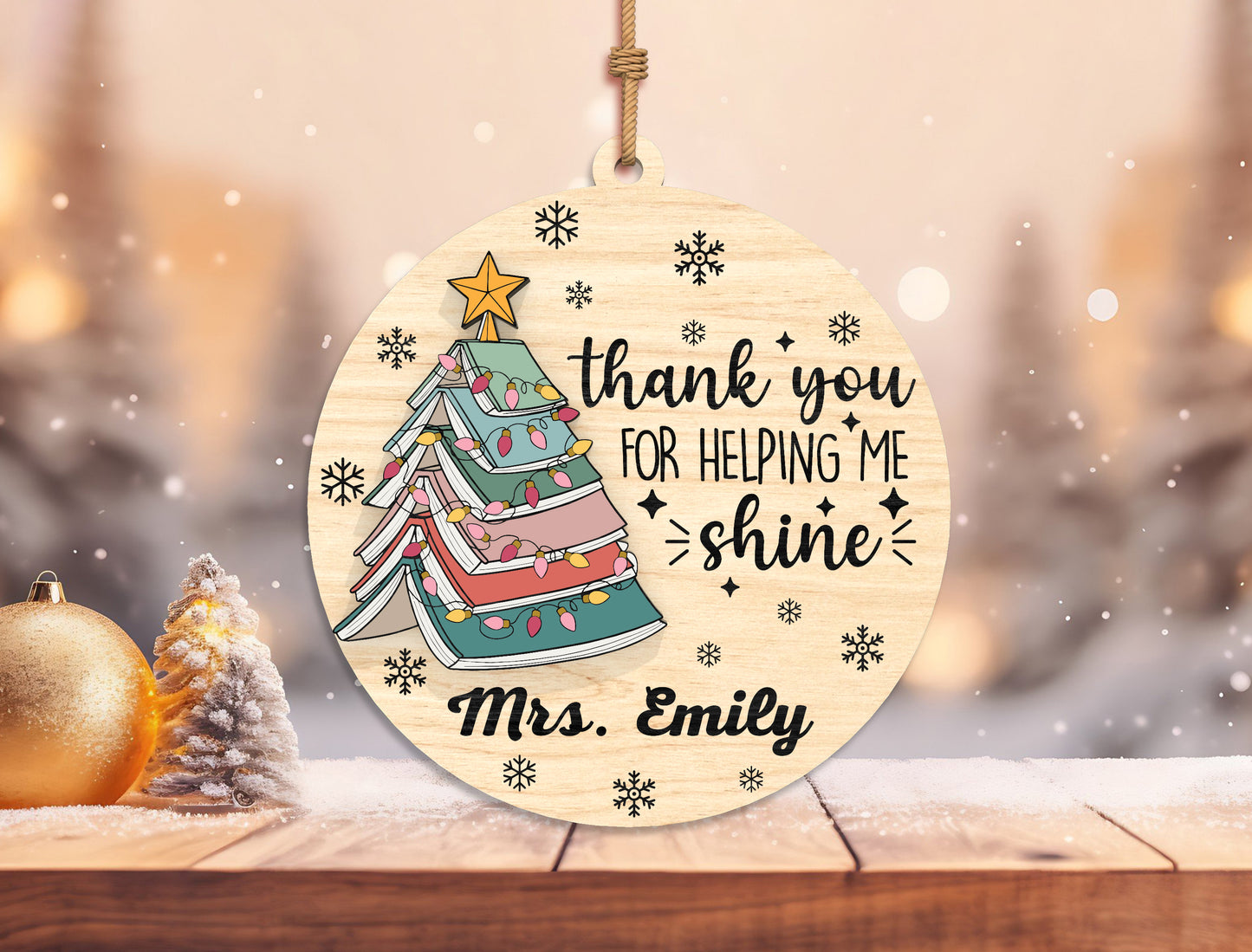 Personalized Teacher Christmas Ornament SVG Bundle Laser Cut File for Glowforge xTool LightBurn