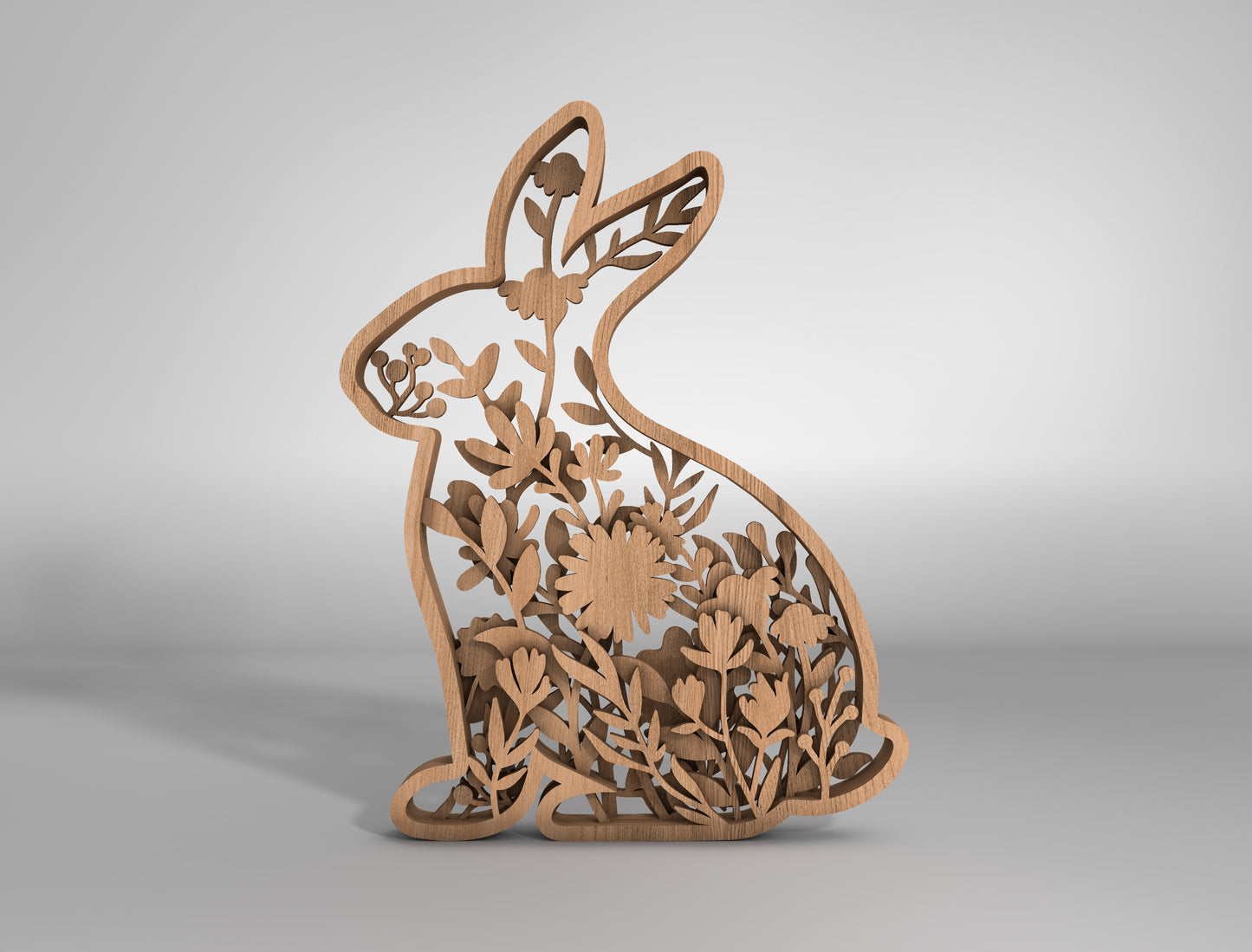 Floral Bunny Multilayer SVG Bundle Easter Layered Decor for Glowforge and xTool