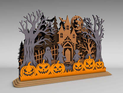 Haunted House Halloween SVG Spooky Laser Cut Scene for xTool