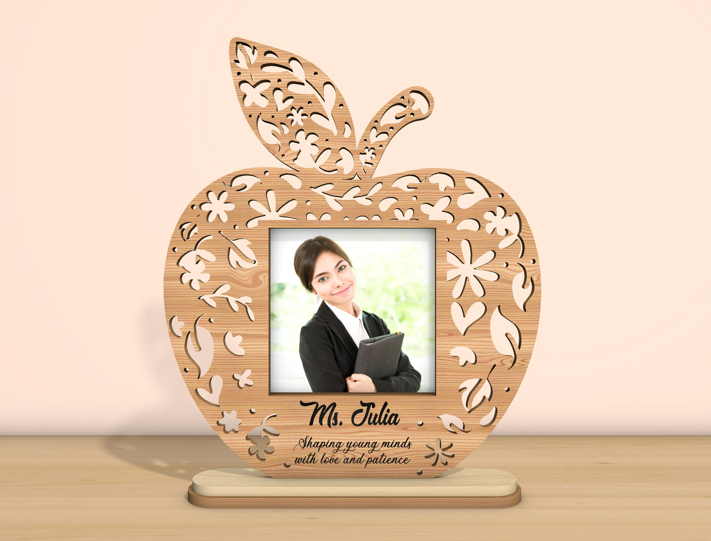 Personalized Teacher Apple Photo Frame SVG Bundle Laser Cut File for Glowforge and xTool