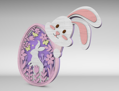 Cute Layered Easter Bunny Egg Sign SVG for LightBurn and Glowforge