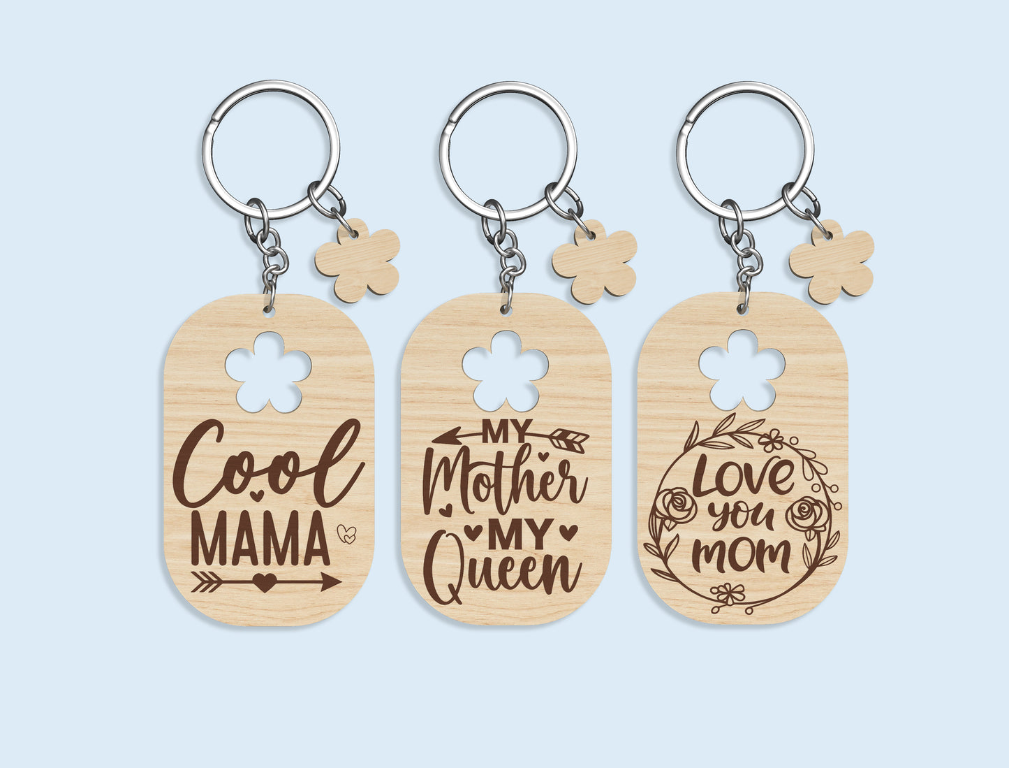 Mother's Day Mom Keychain SVG Bundle 18 Designs for LightBurn and xTool