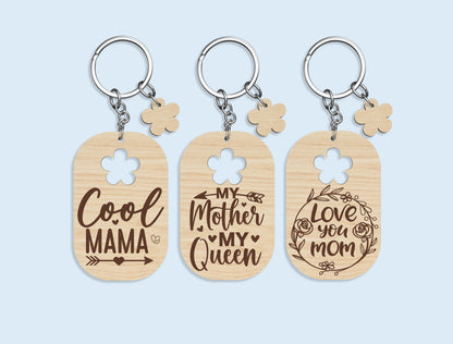 Mother's Day Mom Keychain SVG Bundle 18 Designs for LightBurn and xTool