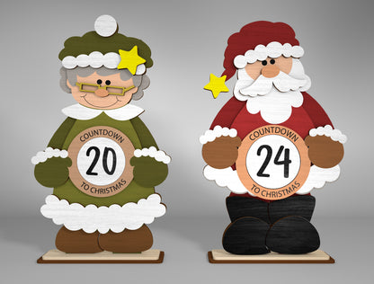 Standing Countdown Mr & Mrs Claus SVG Set 4