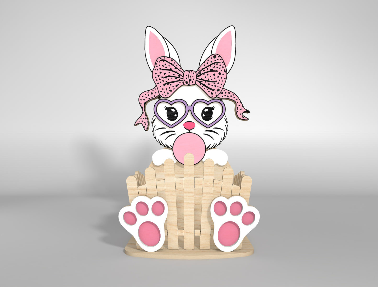 Cute Bunny Egg Holder Bow Heart Glasses SVG 2 Designs for LightBurn and xTool