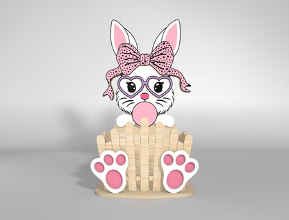 Cute Bunny Egg Holder Bow Heart Glasses SVG 2 Designs for LightBurn and xTool