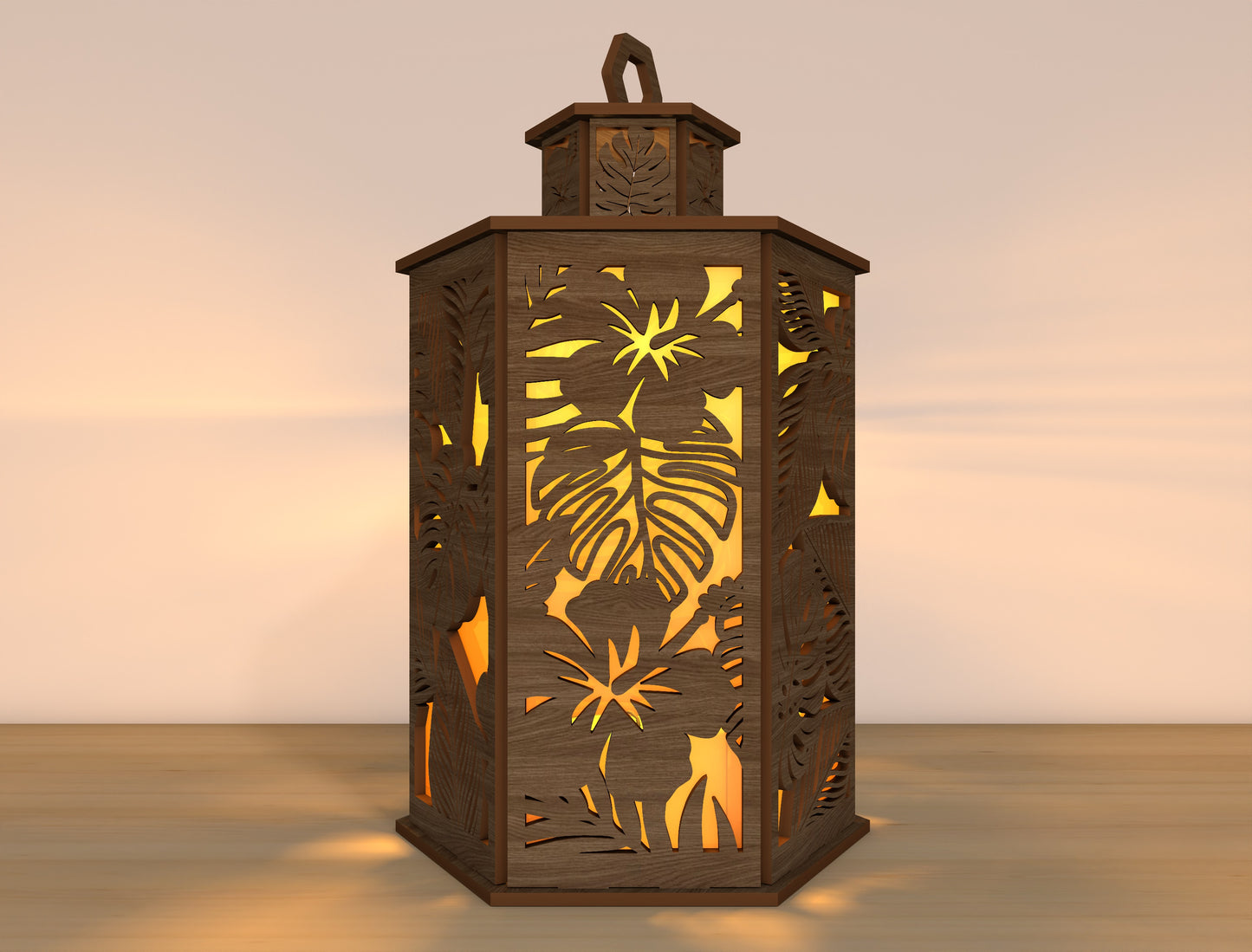 Floral Tropical Lantern SVG Laser Cut File for Glowforge and xTool