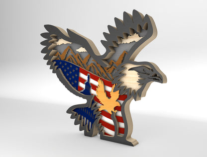 Layered Eagle Flag SVG Laser Cut File for Glowforge and xTool