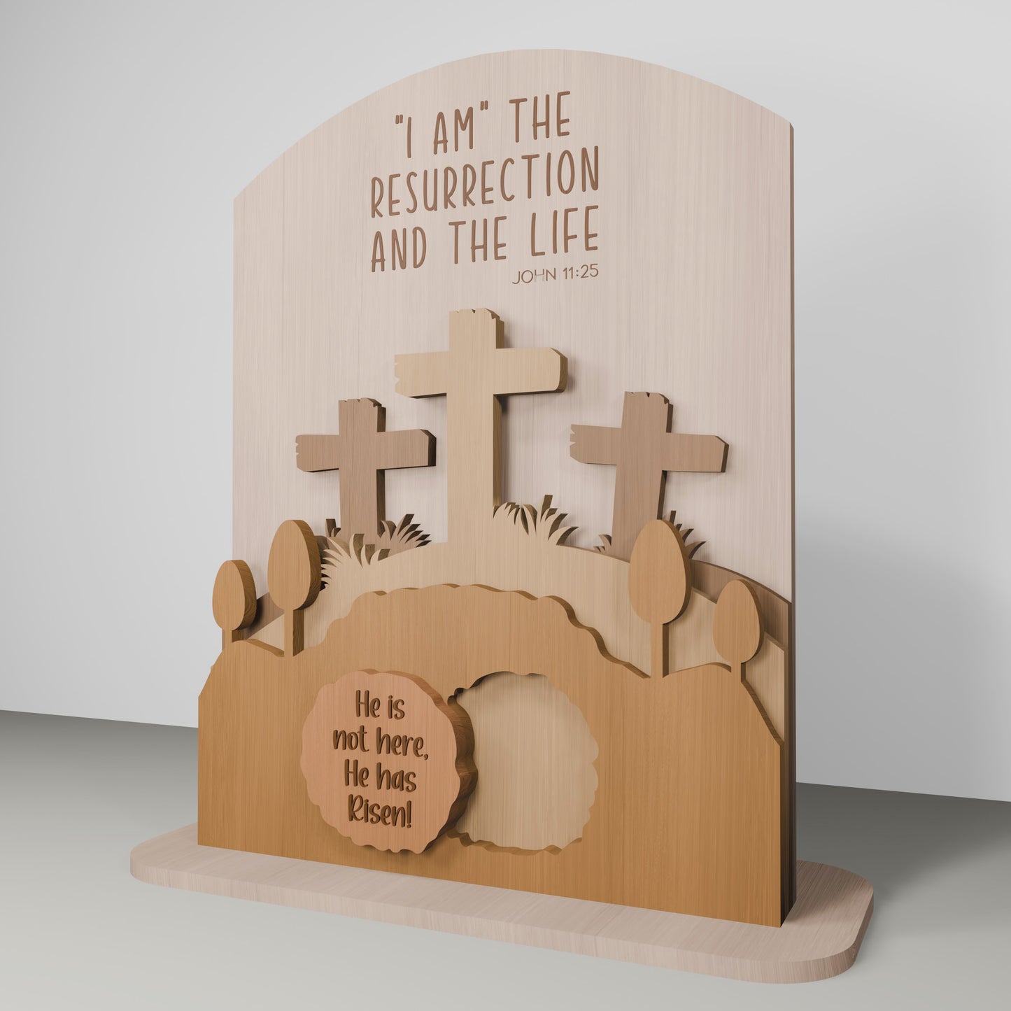 He Is Risen Cross Scene Tabletop Set SVG for Glowforge and xTool