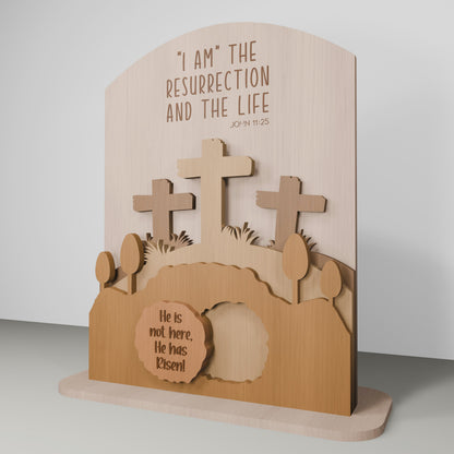 He Is Risen Cross Scene Tabletop Set SVG for Glowforge and xTool