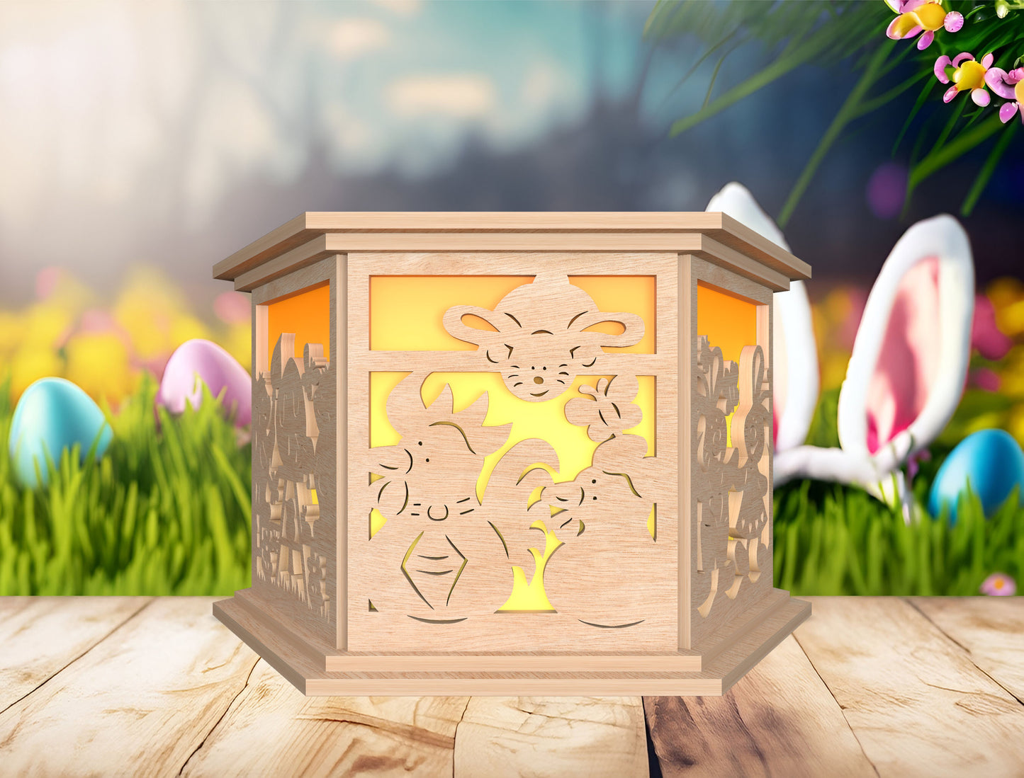 Easter Shadow Box Lantern SVG Bunny Egg Light for xTool and LightBurn