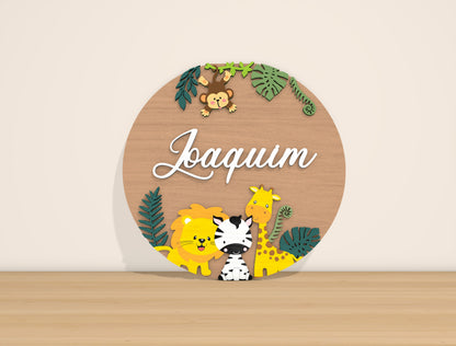Personalized Jungle Nursery Name Sign SVG for Glowforge and LightBurn
