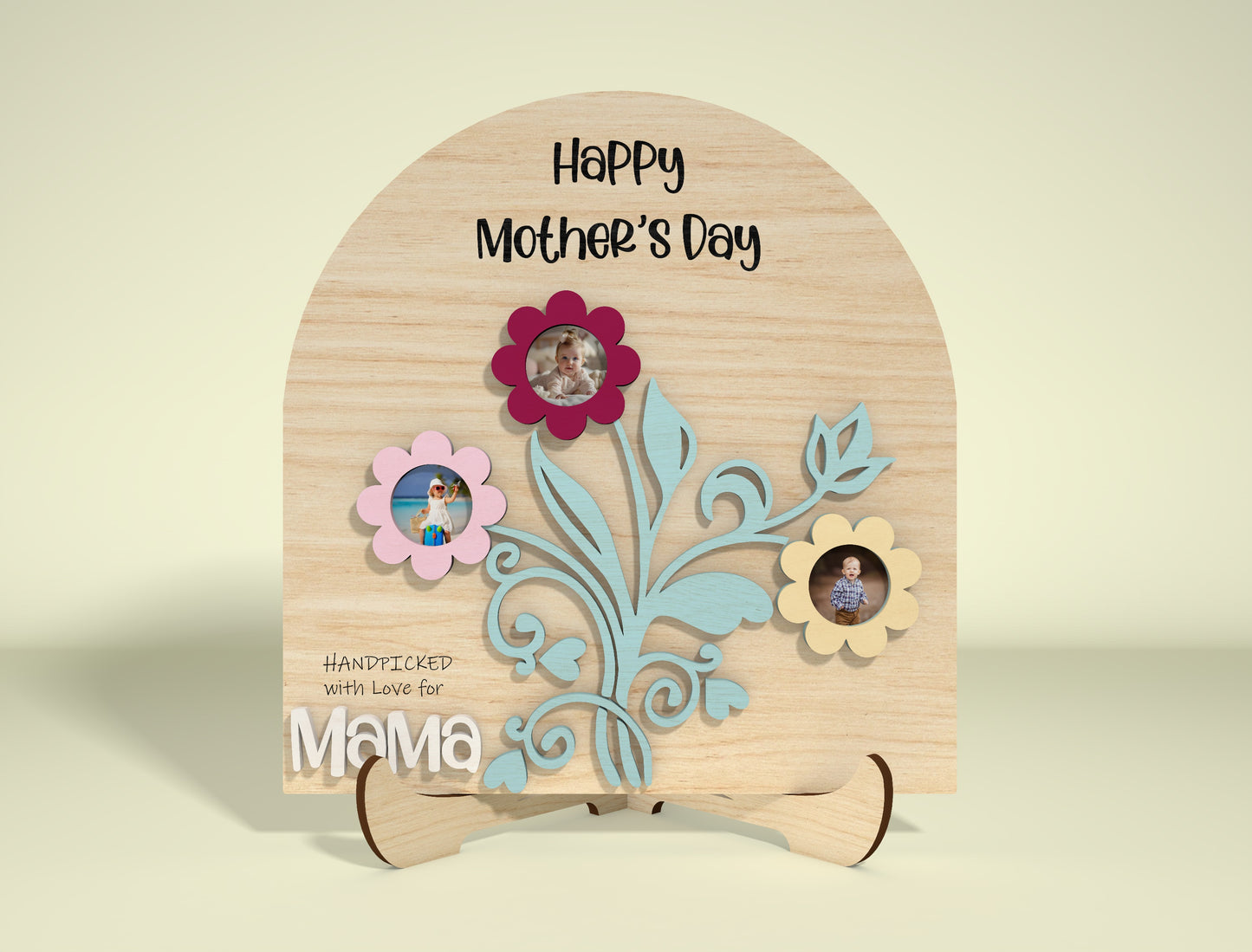 Birth Flower Photo Frame SVG Engraved Floral Tree for Glowforge