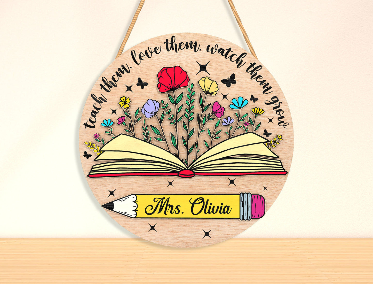 Personalized Teacher Door Sign SVG Laser Cut File for xTool and Glowforge