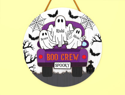 Personalized Ghost Family Door Hanger SVG for Glowforge xTool LightBurn