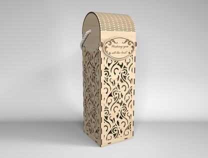 Wine Bottle Gift Box Bundle SVG Laser Cut File for Glowforge and xTool