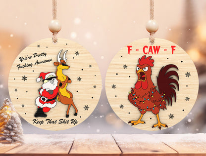 Funny Sassy Christmas Round Ornament SVG Bundle 3