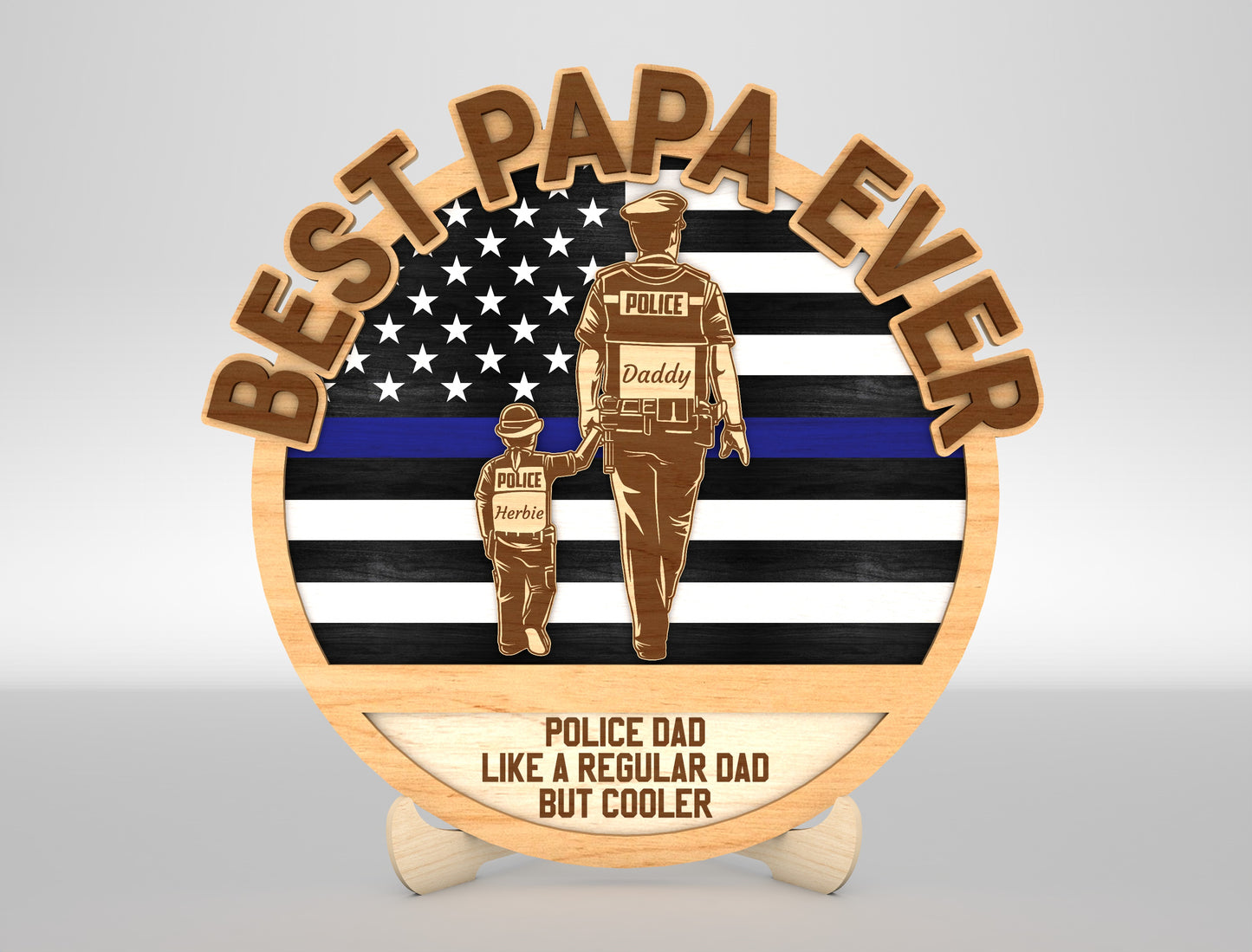 Best Dad Ever Police Sign SVG Laser Cut File for Glowforge and xTool