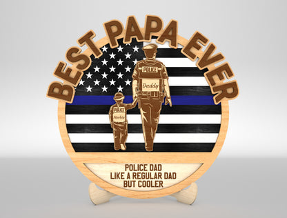 Best Dad Ever Police Sign SVG Laser Cut File for Glowforge and xTool