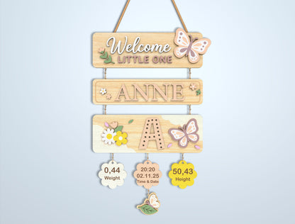 Nursery Birth Stats Sign SVG File for Glowforge and xTool