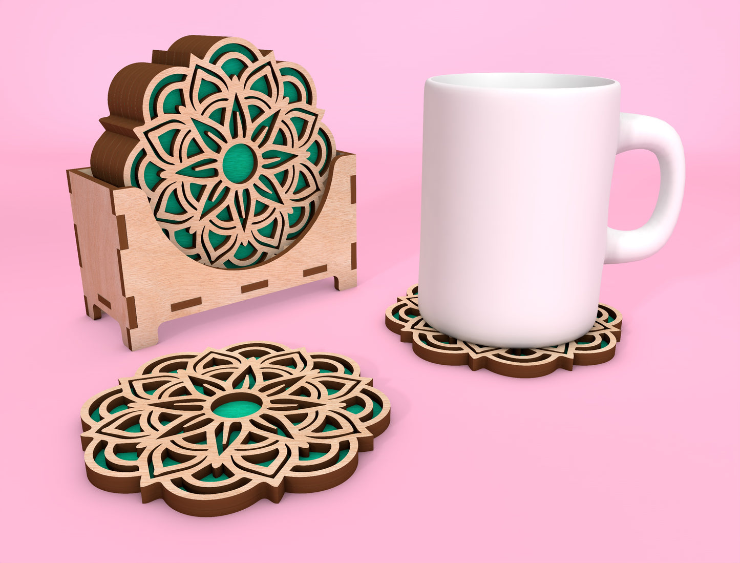 Mandala Coaster SVG Bundle for Glowforge and xTool Laser Cut File